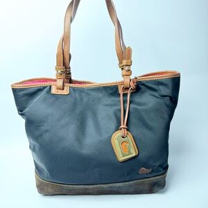 Dooney & Bourke Black Nylon, Leather, Suede Large Tote Bag